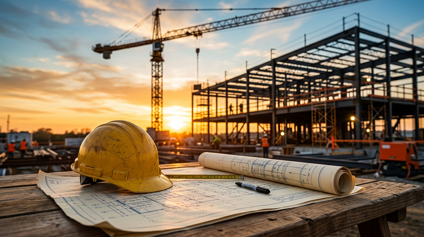 Construction project and blueprints